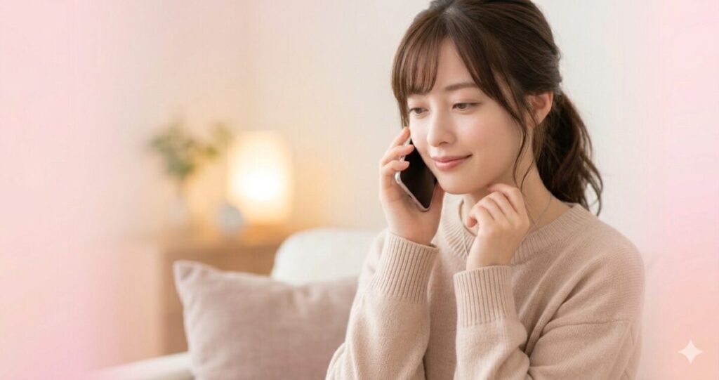 電話占い絆で悩みを相談する女性のイメージ
