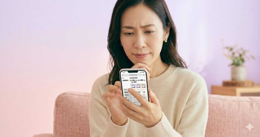 電話占いコメットを利用するか検討している女性のイメージ
