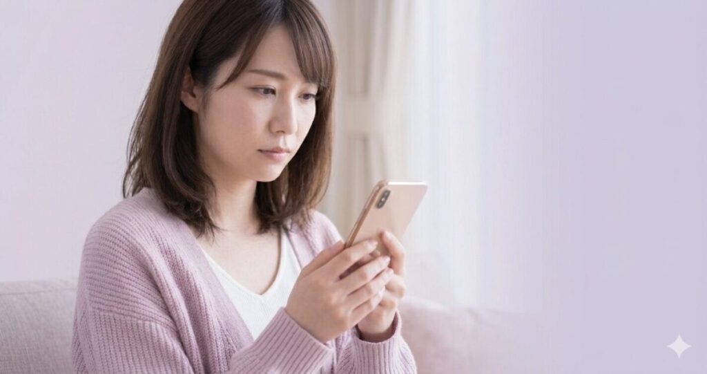 電話占いセラで悩みを相談する女性のイメージ
