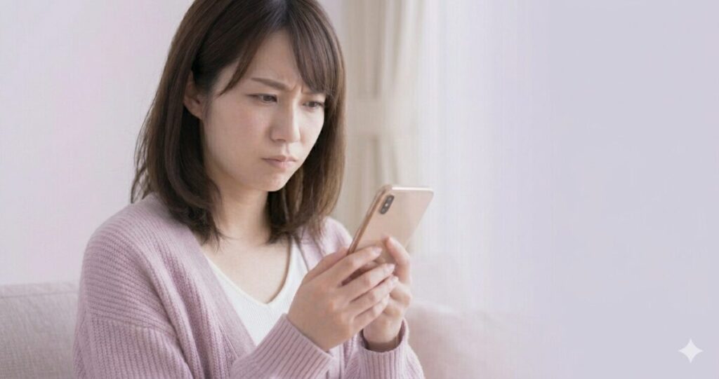 電話占いセラを利用するか真剣に考えている女性のイメージ
