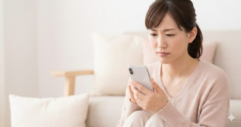 電話占いリエルで悩みを相談する女性のイメージ
