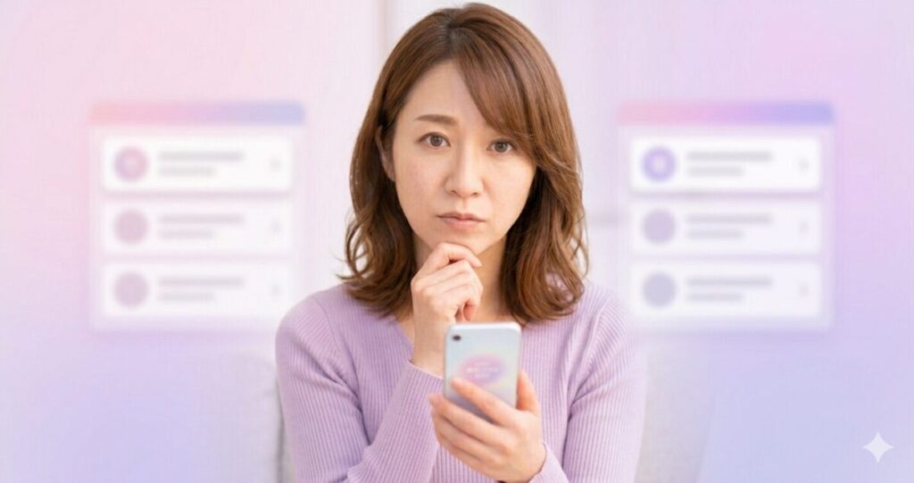 電話占いリノアを利用するか検討している女性のイメージ
