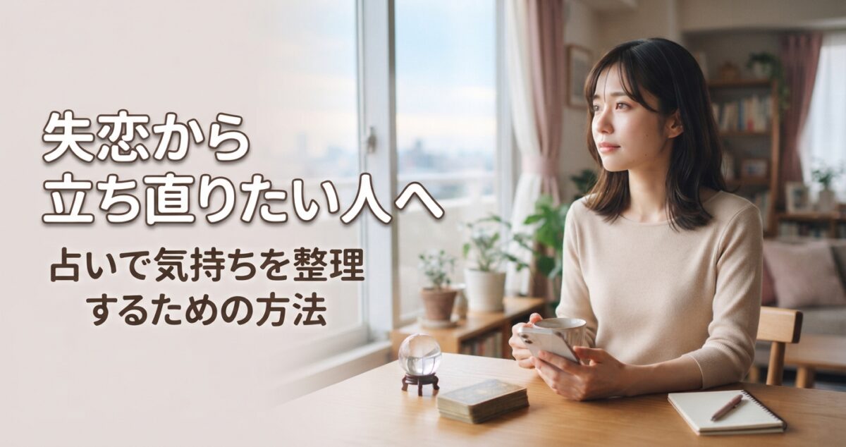 失恋から立ち直りたい人へ 占いで気持ちを整理するための方法 失恋から立ち直りたい女性が、悲しみを抱えながらも少しずつ前を向こうとしている