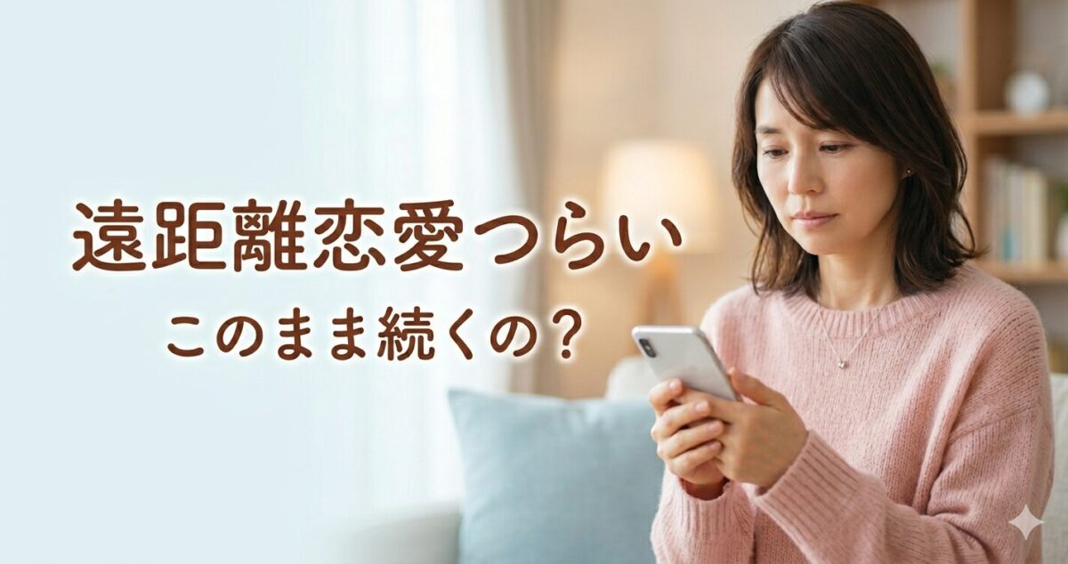 遠距離恋愛で不安を感じる女性 少し寂しそうな表情っでスマホを見ている女性