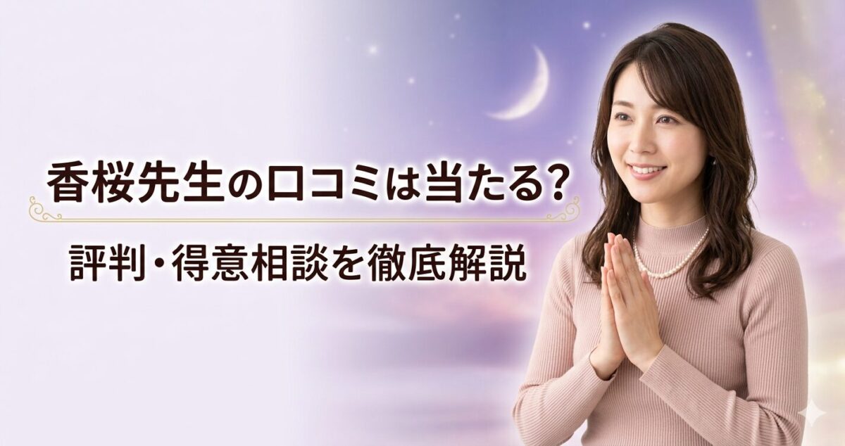 「香桜先生の口コミは当たる？」 「評判・得意相談を徹底解説」 「不安な恋愛に優しく寄り添ってくれる安心感」