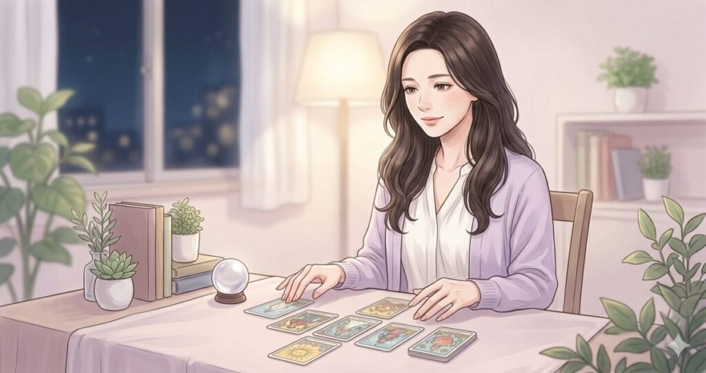 30代後半〜40代前半女性占い師
「相手の気持ちや未来の流れを、
優しく整理しながら相談できそう」
