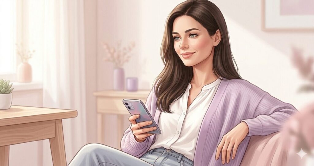  「前向きな気持ちを取り戻し始めた女性」
「一人で悩み続けるより、
相談して少し気持ちが軽くなった」

