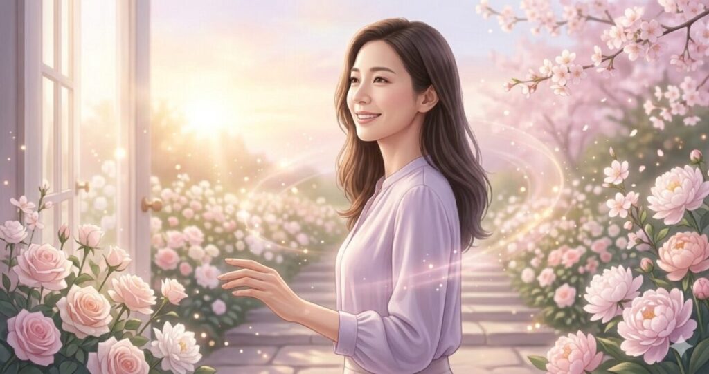 未来へ前向きな一歩を踏み出す女性
20代～30代女性
穏やかな笑顔
前向きな表情
