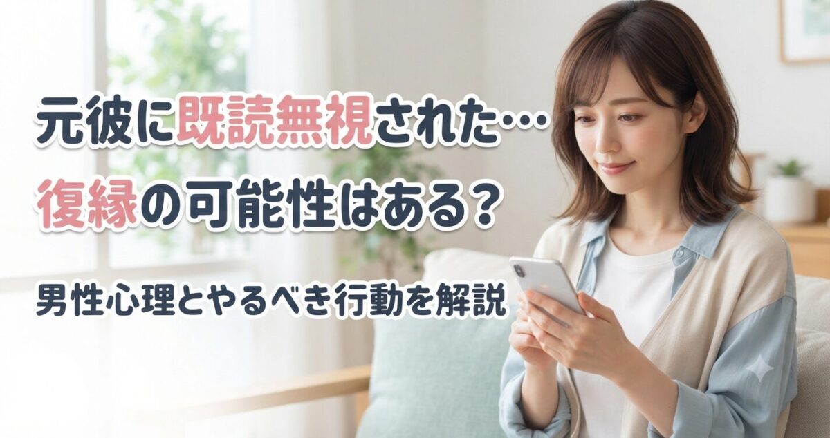 元彼に既読無視された… 復縁の可能性はある？ 男性心理とやるべき行動を解説 元彼に既読無視されて不安を抱えながらも、復縁への希望を探している女性 スマートフォンを見つめて少し切ない表情